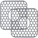 YOUNGSAY 2 STK Spülbeckeneinlage Silikon, 31.5 x 29.2cm Faltbar, rutschfest und Hitzebeständig Spülbeckeneinlage mit Zentrales Abflussloch für Trocknen von Geschirr verwendet (Grau)