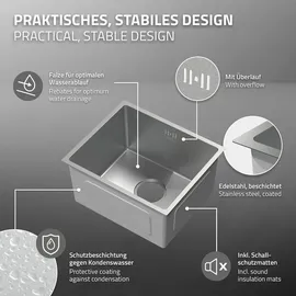 ML-Design Edelstahl Küchenspüle 34 x 40 cm Silber