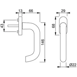 HOPPE DK-Fenstergriff Paris 038/U30 mit ovaler Rosette VK7x37,F1 eloxiert