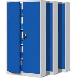 Jan Nowak 3er Set Aktenschrank C001 Metallschrank Stahlschrank Werkzeugschrank Büroschrank Lagerschrank Universalschrank Pulverbeschichtung Flügeltüren 185 Cm X 90 Cm X 40 Cm (grau/blau)