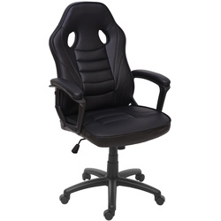 Bürostuhl MCW-F59, Schreibtischstuhl Drehstuhl Racing-Chair Gaming-Chair, Kunstleder ~ schwarz