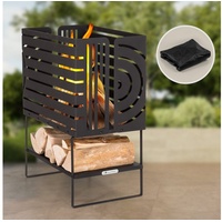 BLUMFELDT Feuerschale, Outdoor Stahl-Feuerkorb Groß für den Garten, Balkon & Camping, Tragbare Feuerschale 54 cm, Robuste Feuerschalen mit