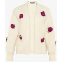 Zero Strickjacke mit bunten 3D Blumen Patch Cream/Pink L