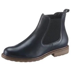 Chelseaboots TAMARIS "Belin", Damen, Gr. 37, blau (nachtblau), Leder, klassisch, Schuhe, mit beidseitigem Stretcheinsatz