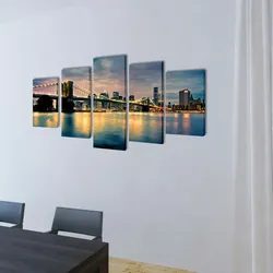 vidaXL Bilder Dekoration Set Brooklyn Bridge Seeblick 200 x 100 cm