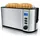 Arendo Toaster 4 Scheiben, Langschlitztoaster, Langschlitz, Edelstahl, 1500W, Display mit Restzeitanzeige, Brötchenaufsatz, Defrost Funktion, Wärmeisolierendes Gehäuse, Silber