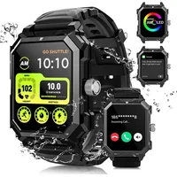 Smartwatch mit Telefonfunktion IP69 wasserdichte Titan Fitnessuhr Herzfrequenz Blutdruck - Schwarz