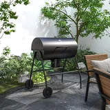 Holzkohlegrill Aus Metall Bbq Smoker Mit Deckel Thermometer Räder Grillwagen 95x71,5x102 Cm Schwarz