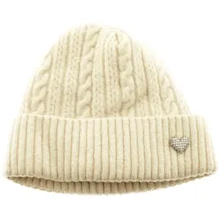 Strickmütze mit Herzmotiv für Damen und Mädchen mit Flechtmuster