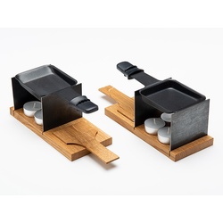 Raclette Set für 2 Personen My Raclette schwarzer Stahl / Eiche hell geölt braun, Designer Raumgestalt, 9x22x9 cm