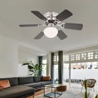 ETC Shop LED Deckenventilator, Nickel matt, Glas, D 76