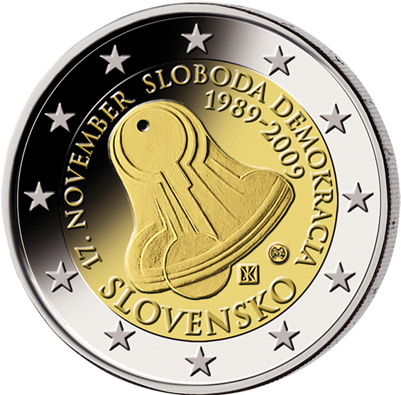 2 Euro Gedenkmünze "20 Jahre Frieden und Demokratie" 2009 aus der Slowakei