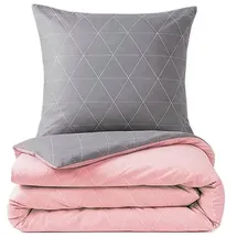 COFI 1453 Rauten Grau/Rosa 200 x 200 cm + 2 x 80 x 80 cm