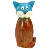 Dehner Zaunfigur Mieze, ca. 23.5 x 9 cm, Polyresin, rot/blau, Bunt