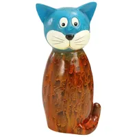 Dehner Zaunfigur Mieze, ca. 23.5 x 9 cm, Polyresin, rot/blau, Bunt