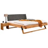 Lomadox Schlafzimmer-Set BRANTFORD-69, (Spar-Set, 3-tlg., Bettgestell Nachttische), Liegefläche 140x200, Polsterkopfteil, Kiefer massiv eichefarben geölt braun 278 cm x 100 cm x 222 cm