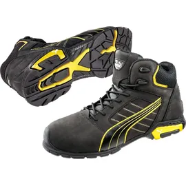 Puma Amsterdam Mid Gr. 42 schwarz/gelb Leder S3 SRC EN20345