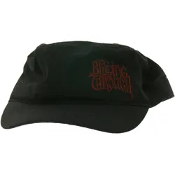 Unisex Cap ""BLEEDING TROUGH"" Baumwoll-Cap im millitärischen Schnitt mit leicht gebogenen Schnitt Schwarz/Rot - One-Size