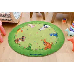 Die Lieben Sieben Kinderteppich »LS-M-233«, rund, 10 mm Höhe, bedruckt, niedliches Tier Motiv Die Lieben Sieben grün B: 100 cm   Ø 100 cm   1 St.
