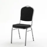 BIG Möbel GmbH Bankettstuhl GALA Schwarz – Stapelbar, Silbernes Stahlgestell, 6 cm Polsterung