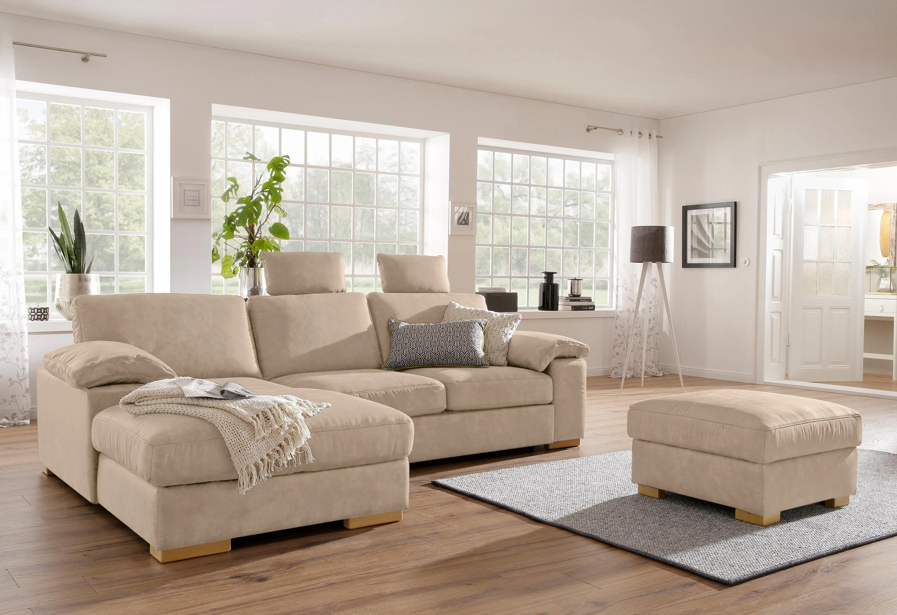 Home affaire Ecksofa »Ventura L-Form«, wahlweise mit Bettfunktion und Bettfunktion/Bettkasten Home affaire beige