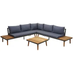 Mendler Garten-Garnitur HWC-E97, Garnitur Sitzgruppe Lounge-Set Sofa, Akazie Holz MVG-zertifiziert, grau