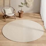 Teppich Rund Minimalistisches Beige Kurzflor Teppich Wohnzimmer Schlafzimmer,Gemütlich Und Pflegeleicht,Waschbare Anti-Rutsch Badteppich Rund 60 cm