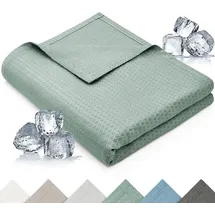 Blumtal Kühldecke 150x200 cm - Bambus Sommerdecke für Sofa & Bett, atmungsaktiv & kühlend – Grün, ideal als Reisedecke- Grün - Grün