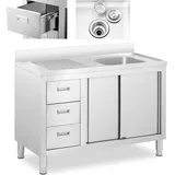 Royal Catering Spülenschrank - 1 Becken - - Edelstahl - 400 x 60 cm