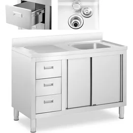 Royal Catering Spülenschrank - 1 Becken - - Edelstahl - 400 x 60 cm