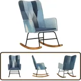 Schaukelsessel Blau Denim Patchwork Canvas - Schaukelstuhl - Sitzsack - Gartenstuhl - Outdoormöbel - Loungesessel