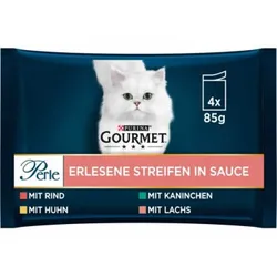 GOURMET Perle 4x85g Rind, Huhn, Kaninchen & Lachs