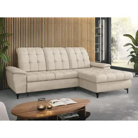 Mirjan24 Ecksofa Crystal, Eckcouch mit Bettkasten und Schlaffunktion, Wellenfeder, L-Form (Farbe: Manila 02, Seite: Rechts) - Couches, Wohnlandschaften, Ecksofas