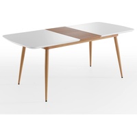 Inter-Furn Tisch, weiß Hochglanz, Eiche Riviera Honig, 160 x 76 x 90 cm