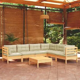 vidaXL Garten-Lounge-Set 7-tlg. creme Kiefer