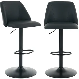 COLAMY Barhocker 2er Set Höhenverstellbar 63.5-84.5cm mit Rückenlehne, 360° Drehbarer Barstuhl Kücheninsel Hocker aus PU-Kunstleder, Stabile Barstühle für Küche Bar Esszimmer - Schwarz