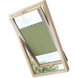 KS Handel 24 Dachfensterplissee Faltrollo Thermo verdunkelnd passend für Velux MK04 Dunkelgrün