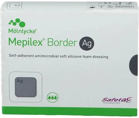 Mepilex Border Ag Antimikrobieller Schaumverband Steril 12,5x12,5 Stück 5 (395010)