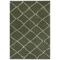 Teppich Hochflor Teppich Hash Olivgrün Creme, MINT RUGS, rund, Höhe: 35 mm grün rund - Ø 160 cm x 35 mm