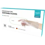 EUROPAPA® 100, 200, 300, 450 Stk Vorteilspack TPE transparenz und blau Einweghandschuhe in Box Einmalhandschuhe latexfrei Gummihandschuhe puderfrei Handschuhe in Gr. S,M,L,XL (Tansparenz-100, M)
