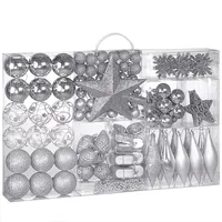 DEUBA Weihnachtskugeln 102er Set Christbaumkugeln Weihnachtsbaumkugeln Weihnachtsbaumschmuck Silber