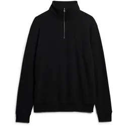 Superdry Herren Henley-Sweatpullover - Essential Logo Henley, einfarbig Schwarz S