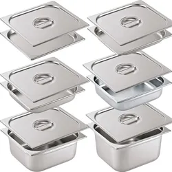 WAS Germany GN Behälter Set mit Deckel Gastronom 2/3, Chromnickelstahl 18/8, 12 tlg.