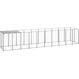 vidaXL Hundezwinger 6,05 m2 Stahl Silber