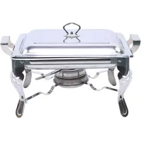 Begoniape Chafing Dish Quadratischer Warmhaltebehälter, Edelstahl Speisewärmer mit Alkohol-Ofen, Essen mit 6L Wärmebehälter für Buffets, Hotels, Hochzeiten, Caterin