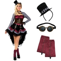 Morph Karneval Kostüm Damen Steampunk, Kostüm Steampunk Damen, Steampunk Damen Kostüm, Damen Kostüm Steampunk, Karneval Kostüm Damen Steampunk, Steampunk Damen Kleid, Gothic Kleidung Damen -XL