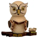 Kuhnert Räuchermann Eule mit Büchern 15 cm beige
