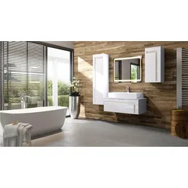 Vladon Waschbeckenunterschrank, Weiß Hochglanz, Holzwerkstoff, 96x36x51 cm, Badezimmer, Badezimmerschränke, Waschbeckenunterschränke