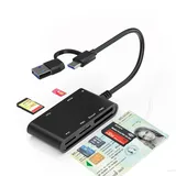 Typ C/USB SIM-Kartenleser - 7-in-2 SIM Karten Lesegerät für SIM, SD, M2, MS, Micro-SD, MMC, Smart Karten, Memory Stick Pro Duo Adapter, M2 Lesegerät, Chipkartenlesegerät Leser ISO 7816 Klasse A,B,C