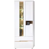 Vitrine MEMPHIS Weiß mit Artisan Eiche Nachbildung und LED